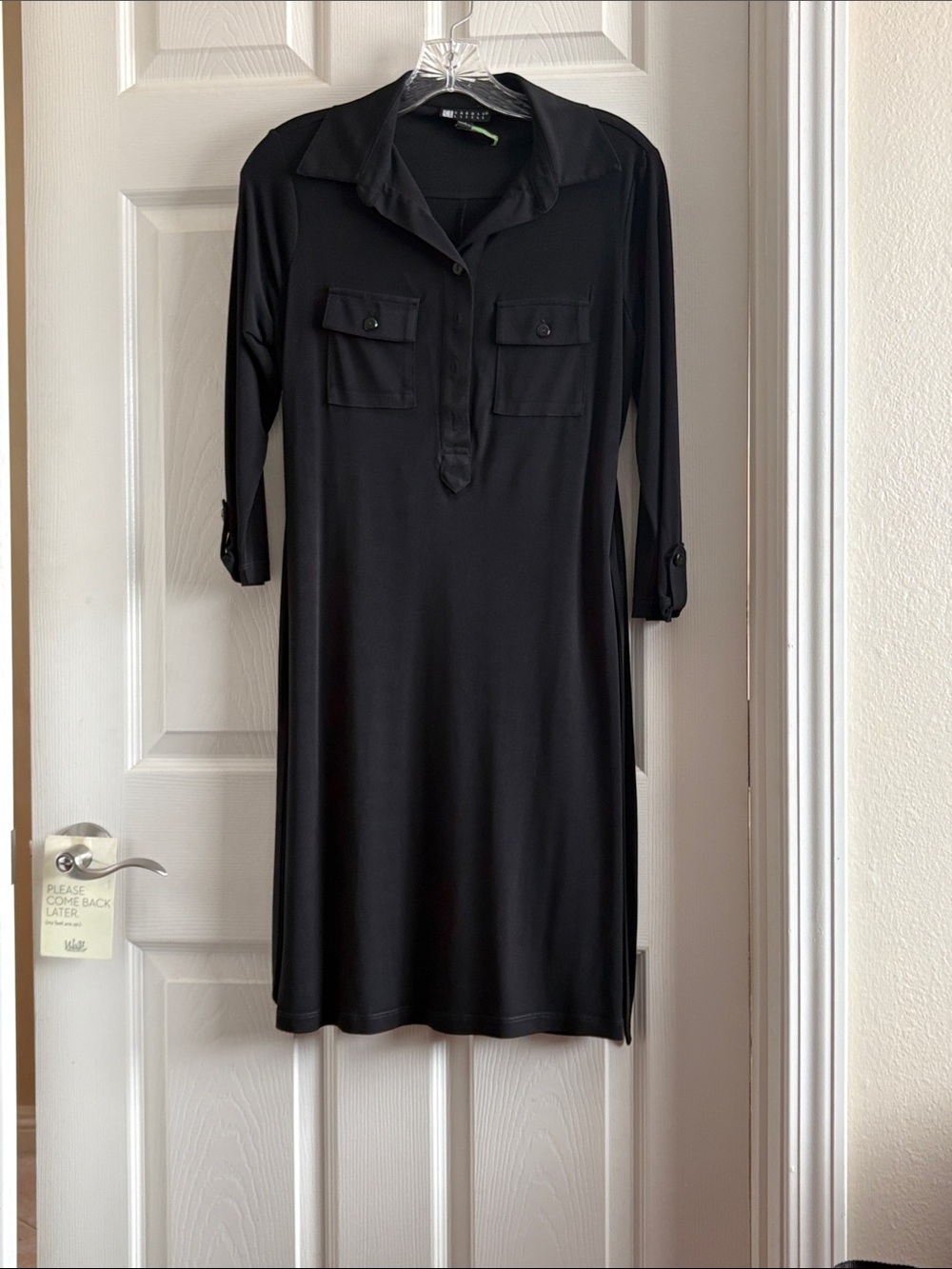 Carole Little Black Long-Sleeve Shirt Dress